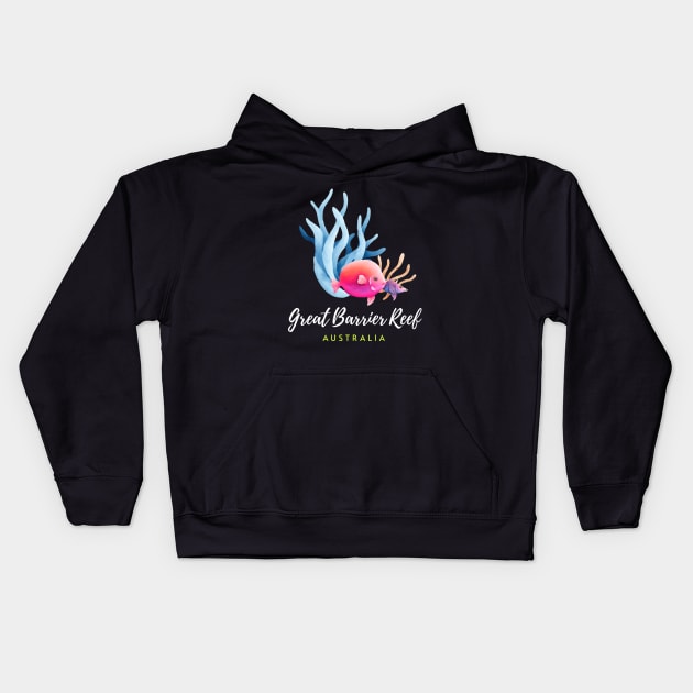 Great Barrier Reef Coral Australia Tropical Fish Kids Hoodie by TGKelly